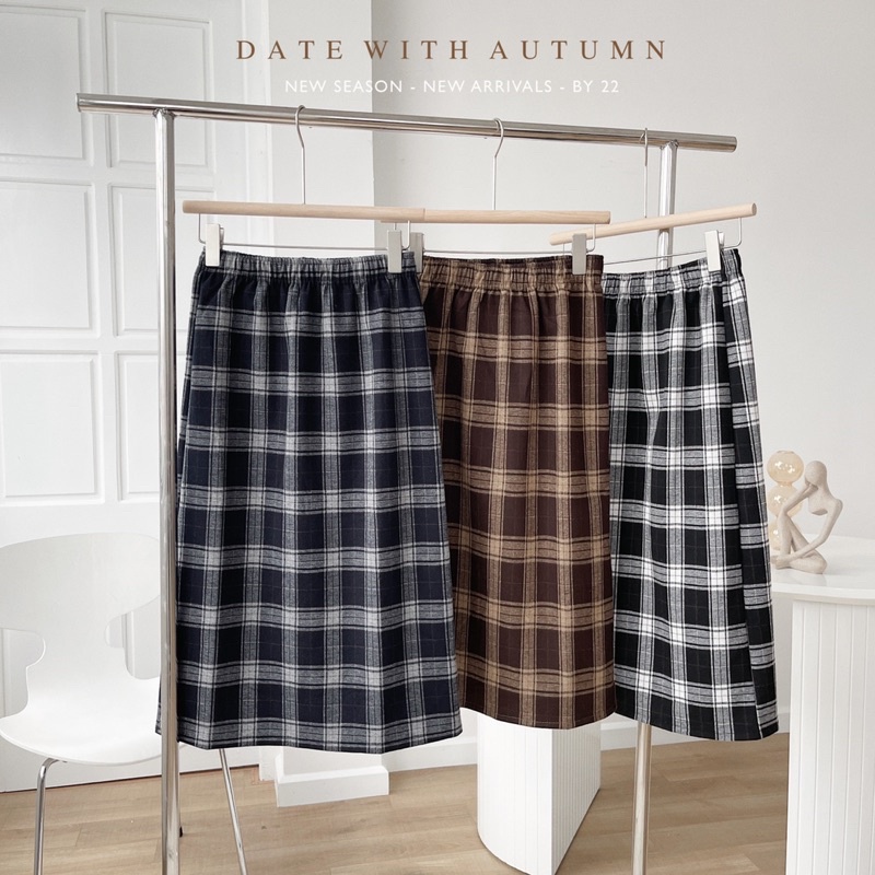 Chân váy dạ kẻ