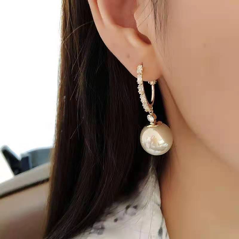 Bông tai bạc S925 đính ngọc trai phong cách thời trang nữ tính