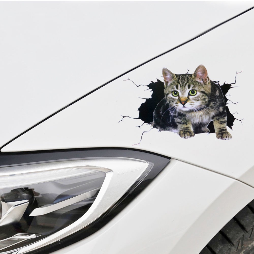 Sglink Miếng Dán Trang Trí Xe Hơi Hình Mèo Hoạt Hình Ba Chiều Dễ Thương