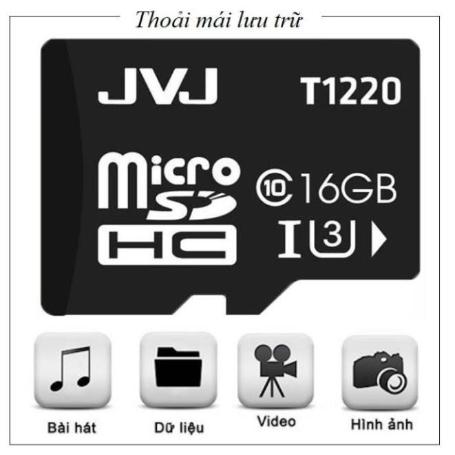 Thẻ nhớ JVJ 16G U3 Class 10 - thẻ nhớ 16G, BH 5 năm, 1 đổi 1, điện thoại android, CAMERA