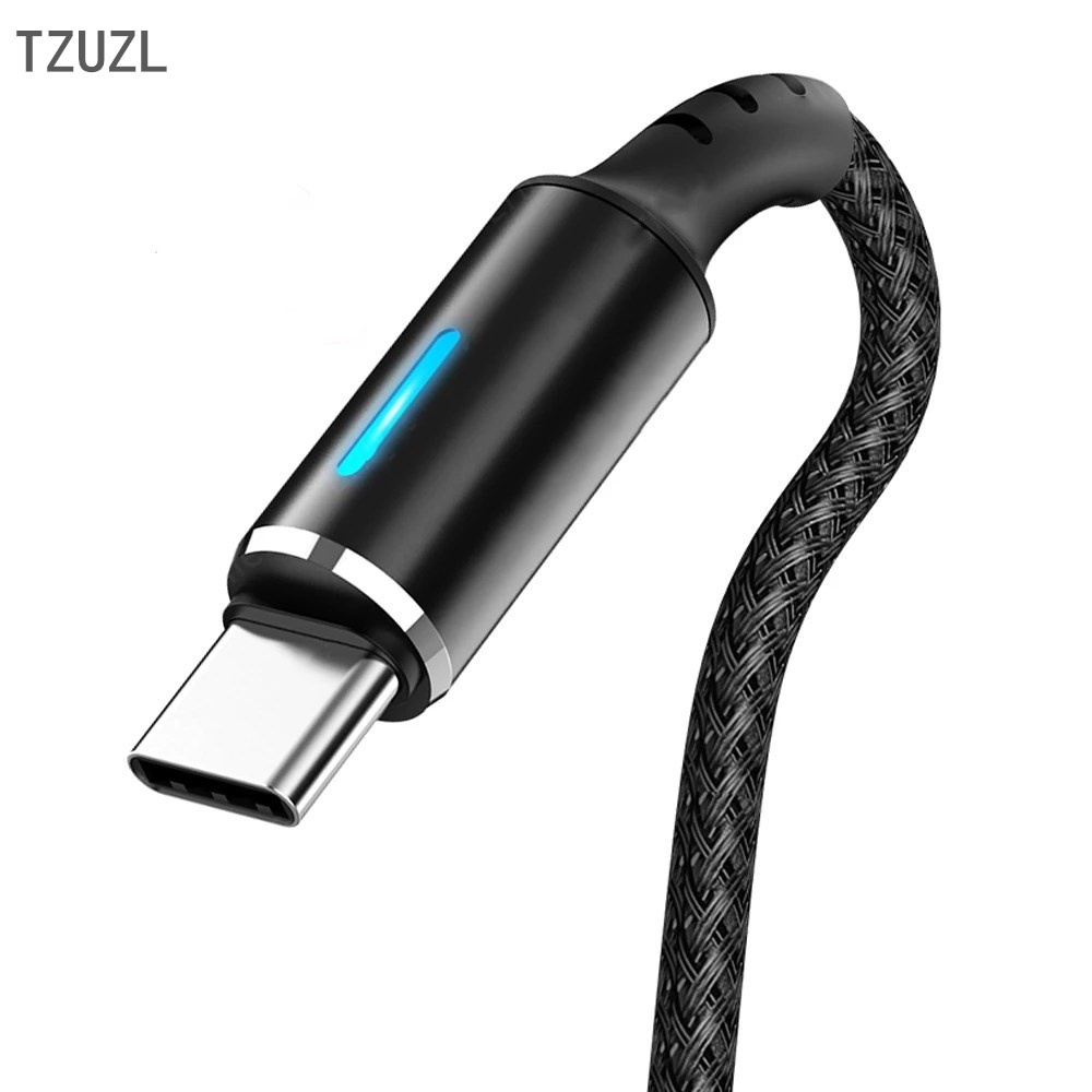 Cáp sạc nhanh TZUZL Micro USB Type C 5a dài 1.2m có đèn Led báo hiệu cho thumbnail