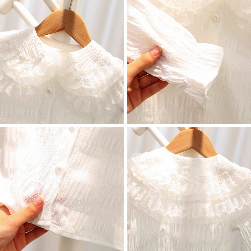 Áo tay dài cổ búp bê thoải mái thời trang mùa thu dành cho bé gái