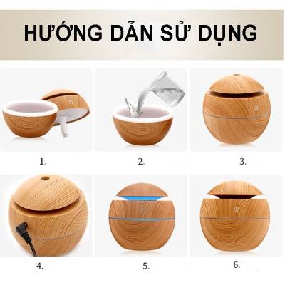 MÁY XÔNG TINH DẦU - MÁY PHUN SƯƠNG TẠO ẨM VÂN GỖ HÌNH CẦU