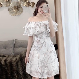 Váy hoa 3d trễ vai