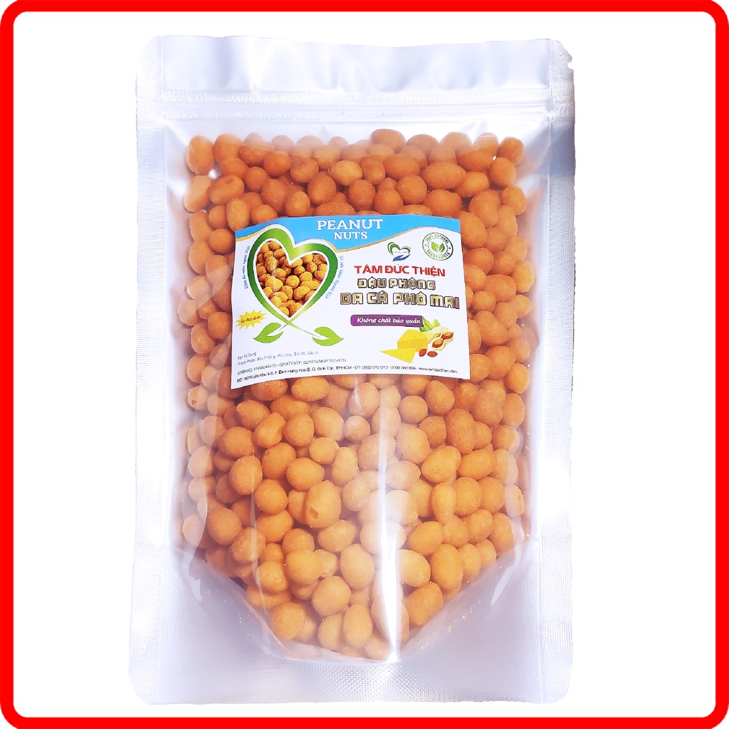 Combo 1KG Đậu Phộng Da Cá 2 Vị: Phô Mai và Dâu Tây Tâm Đức Thiện (2 x Túi 500GR)