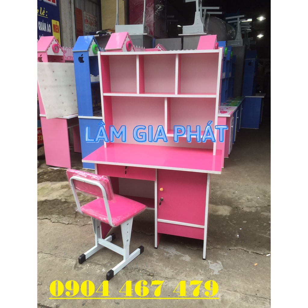 BÀN HỌC SINH LIỀN KỆ GỖ LỚN MỚI 100% CÓ HỘC TỦ ĐỰNG ĐỒ 1M