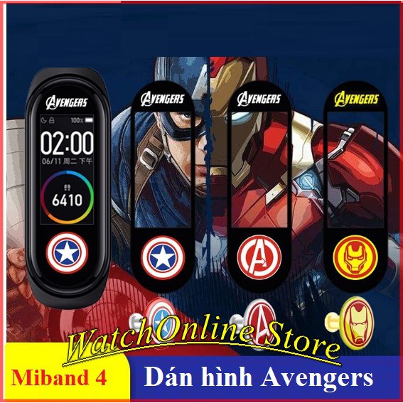 Bộ 3 miếng dán hình Avengers Xiaomi Miband 4