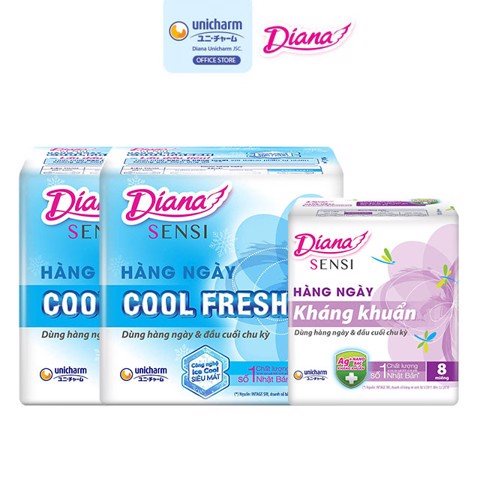 [Tặng Kèm Gói 8 Miếng] Băng Vệ Sinh Diana Sensi Hằng Ngày Cool Fresh - 2 Gói x 20 Miếng [che tên sản phẩm khi giao hàng]