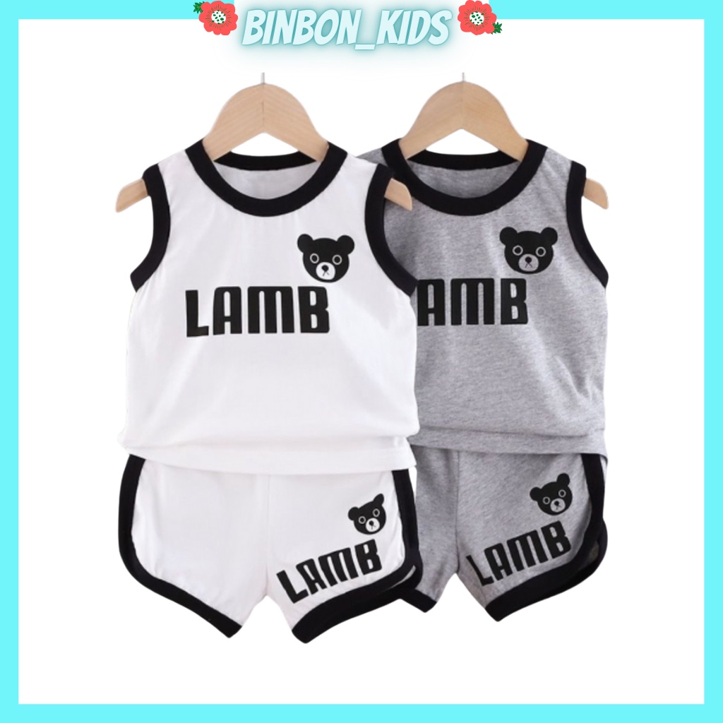 Bộ ba lỗ sát nách cho bé trai bé gái Binbon kids, áo thun cho bé in hình chú gấu ngộ nghĩnh cho bé Từ 6 -27kg