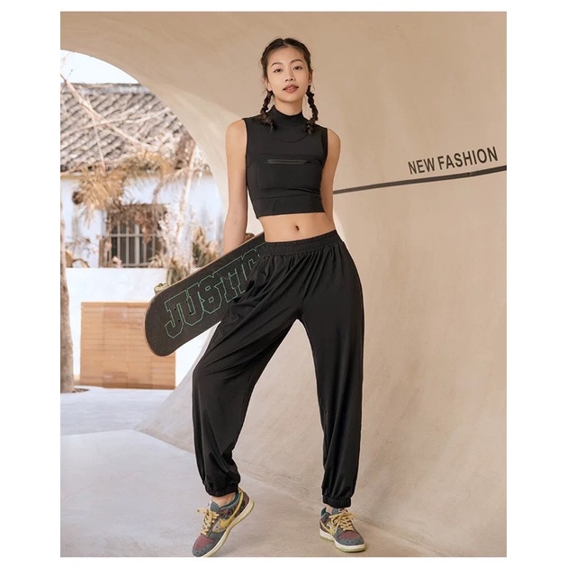 Set Bộ Jogger Thun Lụa Siêu Mềm Mại Tập Gym Yoga Chạy Nhảy Múa Đều Duyên Dáng
