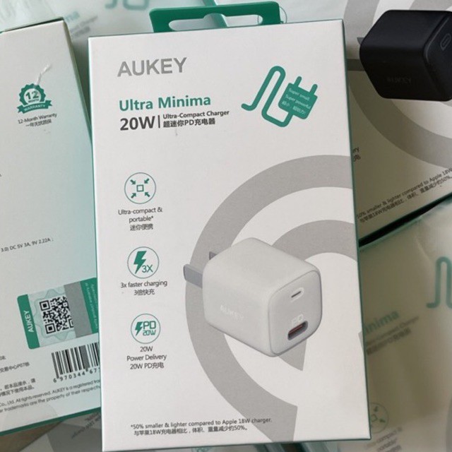 Adapter Sạc Aukey 20W PA-B1 PD 20W QC Củ Sạc Aukey Omnia Power Delivery 20W Ultra Minima