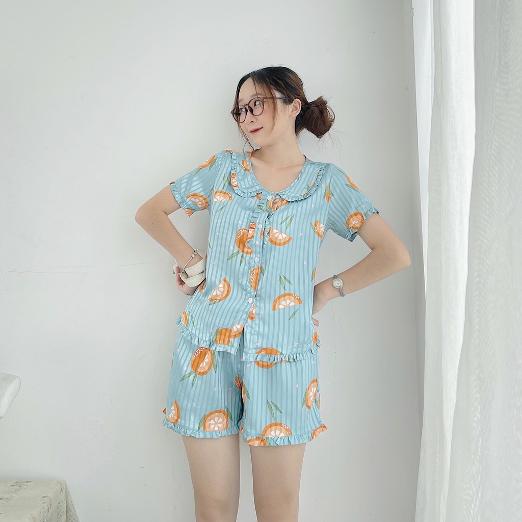 ĐỒ BỘ PIYAMA CỔ SENẢnh thật- Video] vải kate cotton mềm mát, họa tiết cực xinh