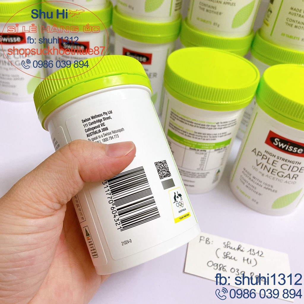 Viên uống giấm táo swisse apple cider cinegar 60 viên úc, giúp giảm cân, đẹp da