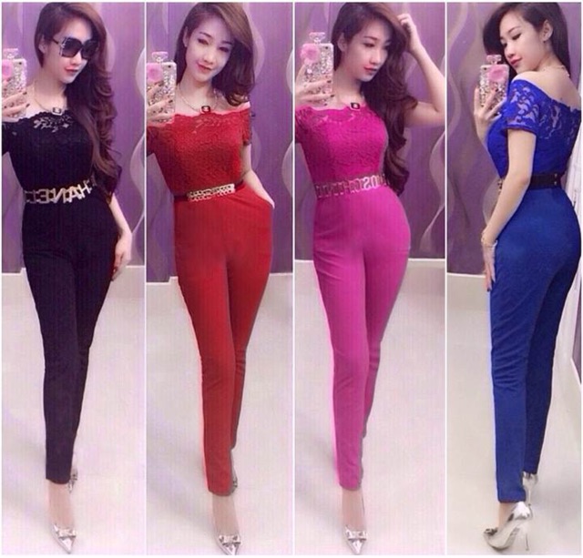 🌹🌹JUMPSUIT DÀI PHỐI REN TRỄ VAI