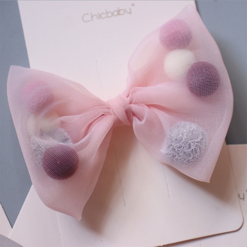 Kẹp Tóc Cá Sấu Phối Ren Lưới Đính Bóng Lông Nhiều Màu Sắc Kiểu Công Chúa Xinh Xắn Cho Bé Gái