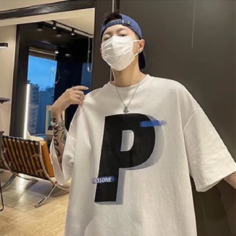 Áo Thun Dáng Rộng In Chữ Phong Cách Hip Hop Đường Phố Hàn Quốc Thời Trang Mùa Hè Cho Nam Cỡ M-5XL