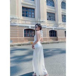 Đầm maxi cổ yếm hở lưng 3 màu