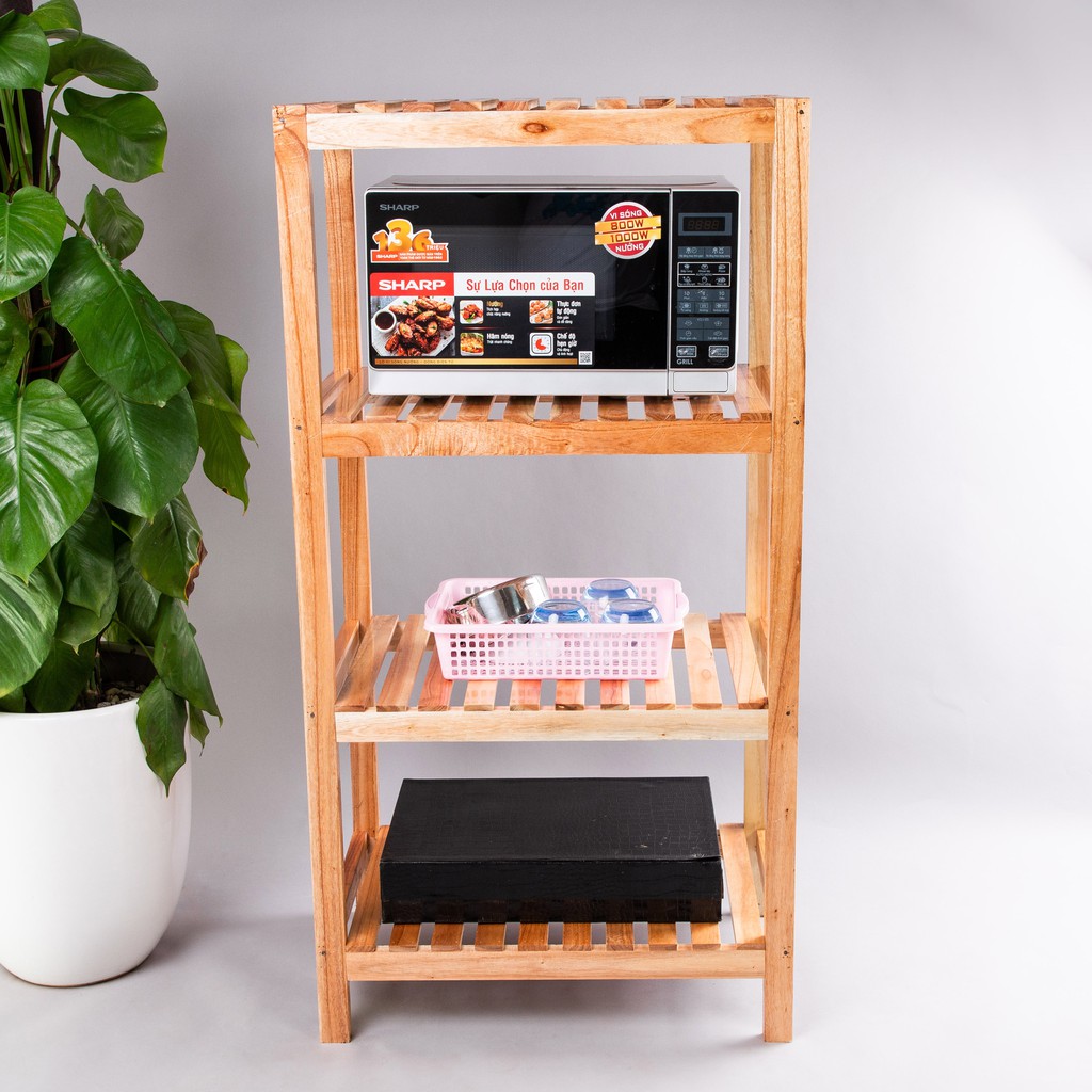 Kệ để lò vi sóng 4 tầng dài 60 cm x 114 cm gỗ tự nhiên | BigBuy360 - bigbuy360.vn