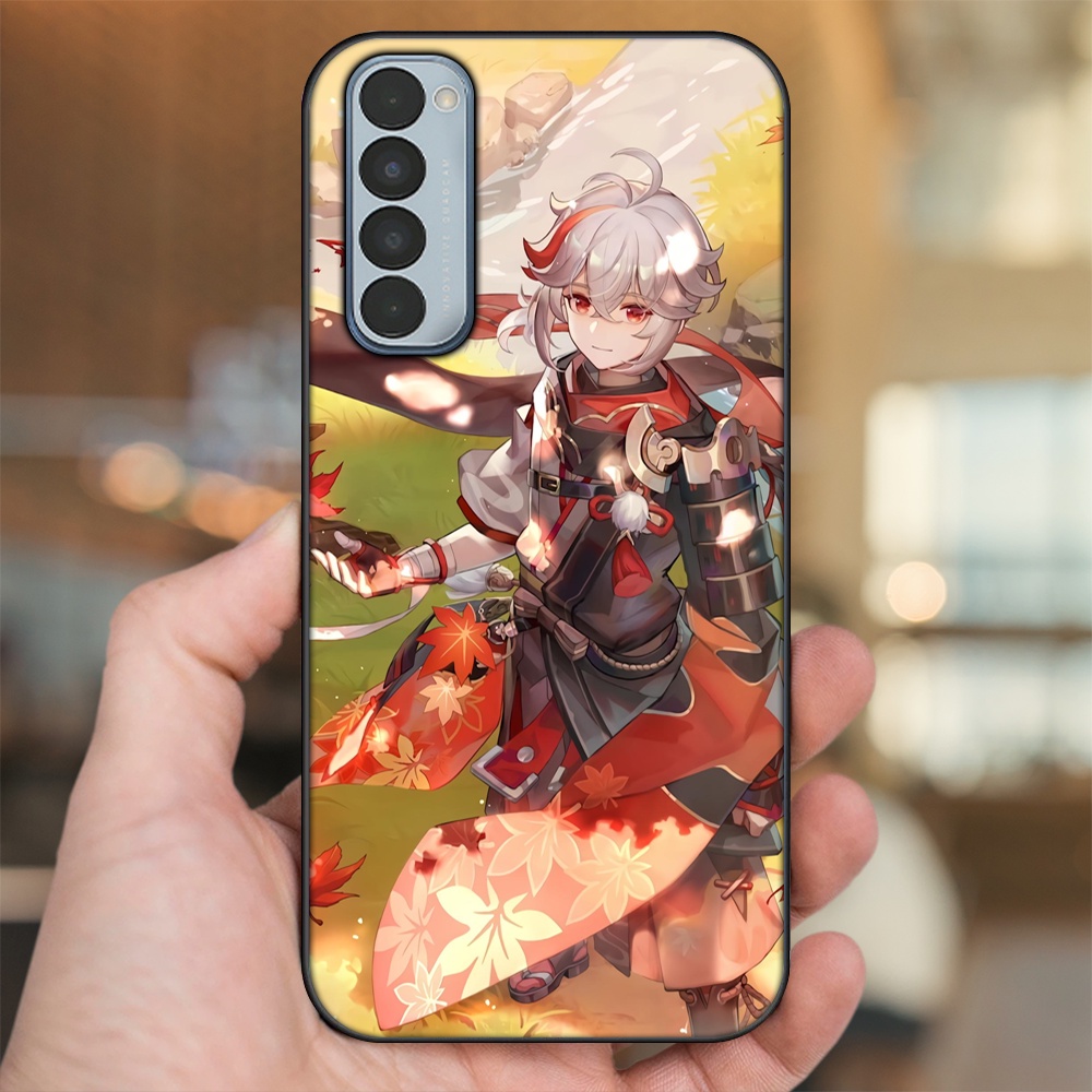 Ốp lưng Oppo Reno 4 Pro viền đen in hình Kazuha Genshin Impact