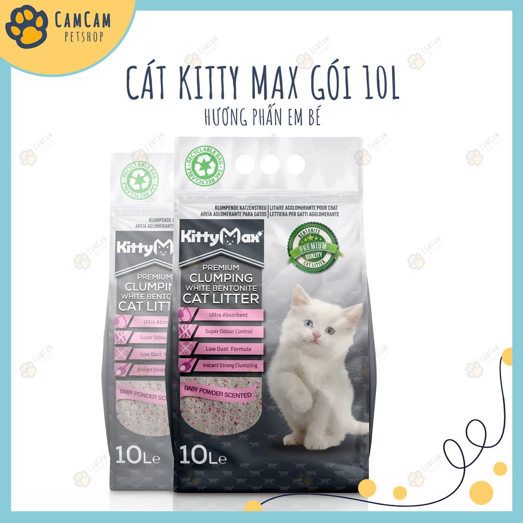 Cát vệ sinh cho mèo Kitty Max Bao 10 lít - Cát vệ sinh đất sét cho mèo, cát vệ sinh vón cục và khử mùi tối ưu