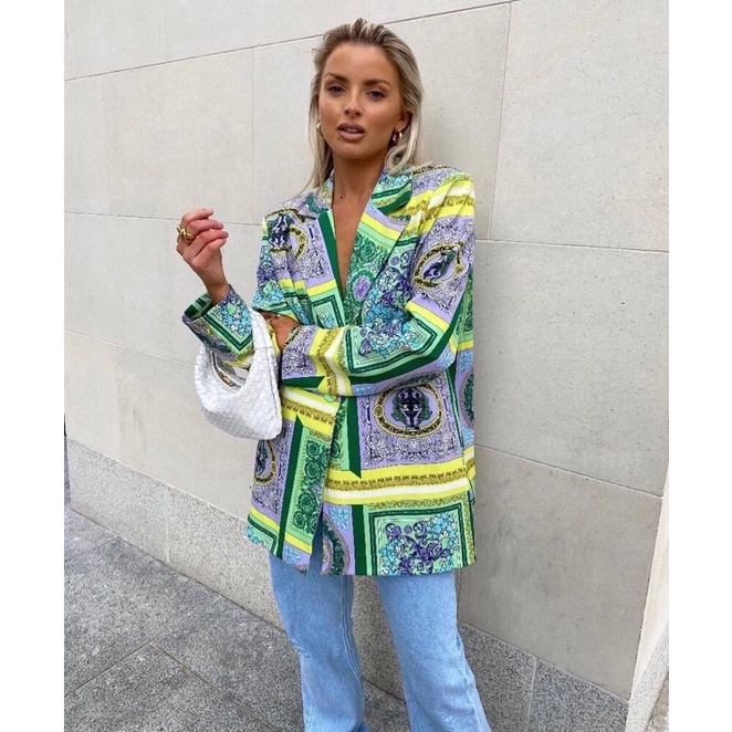 Áo blazer nữ họa tiết thương hiệu thời trang cao cấp Versace