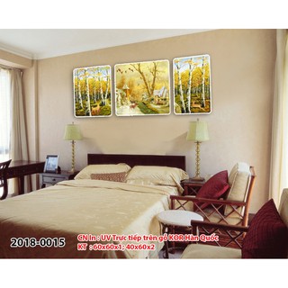 Tranh Treo Tường Phòng Ngủ / Bộ 3 Tấm Con Nai Rừng 3D / In trực tiếp trên gỗ
