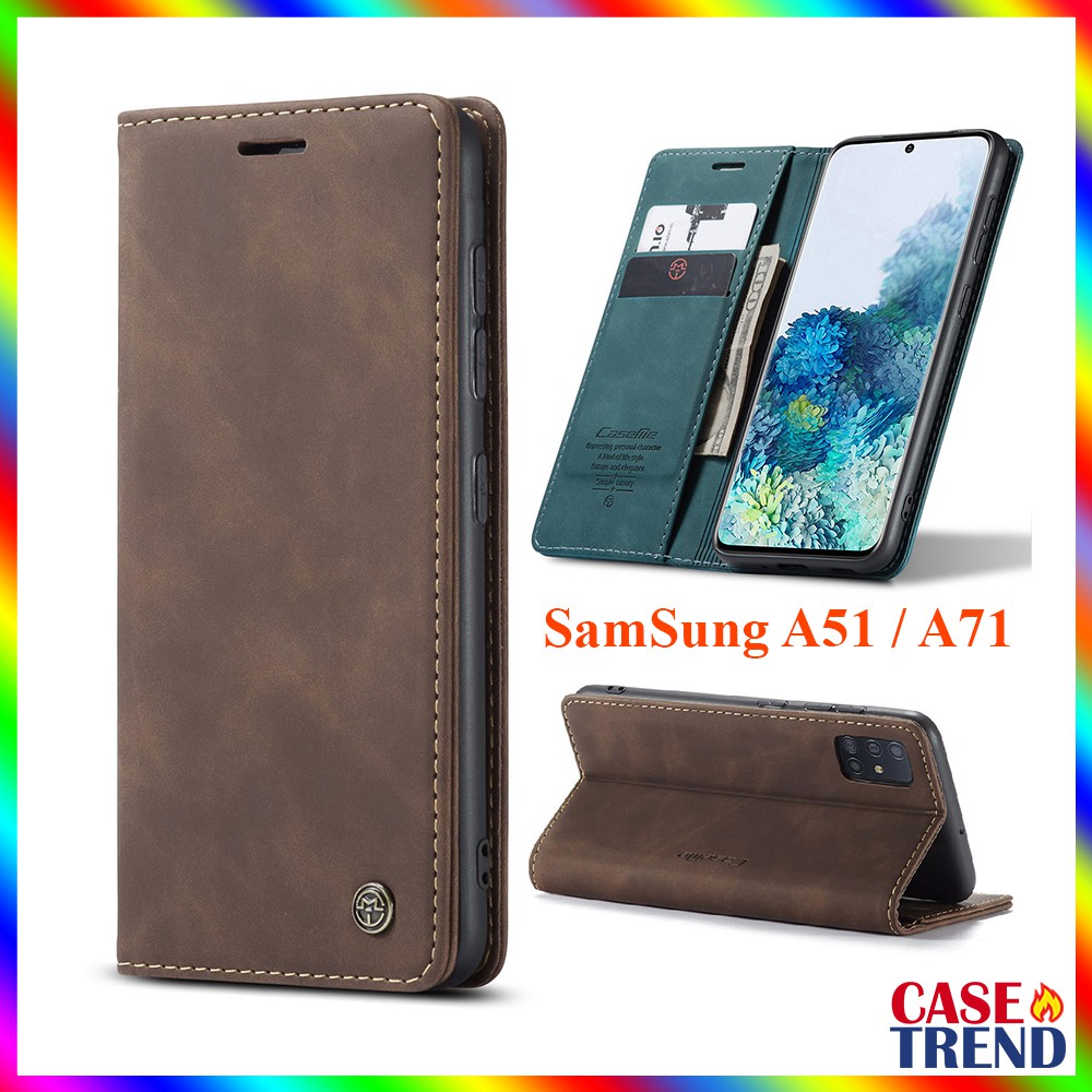 Bao Da SamSung A51 A71 Dạng Ví May Viền Có Nam Châm Thiết Kế Nắp Lật Kiêm Giá Đỡ Điện Thoại CaseMe