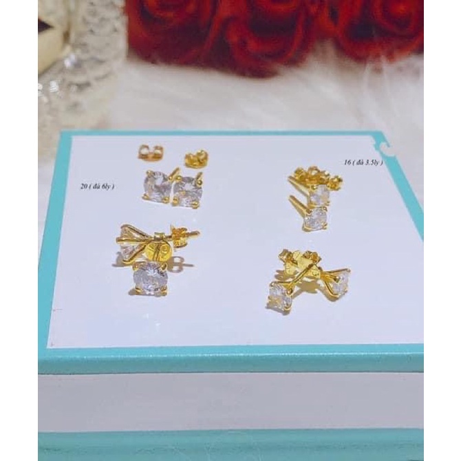 Bông Tai Nụ Chấm Đá Tròn Cho Cả nam và nữ 2 size 3 và 5li - Trang sức Vàng Bạc Hoà Thảo