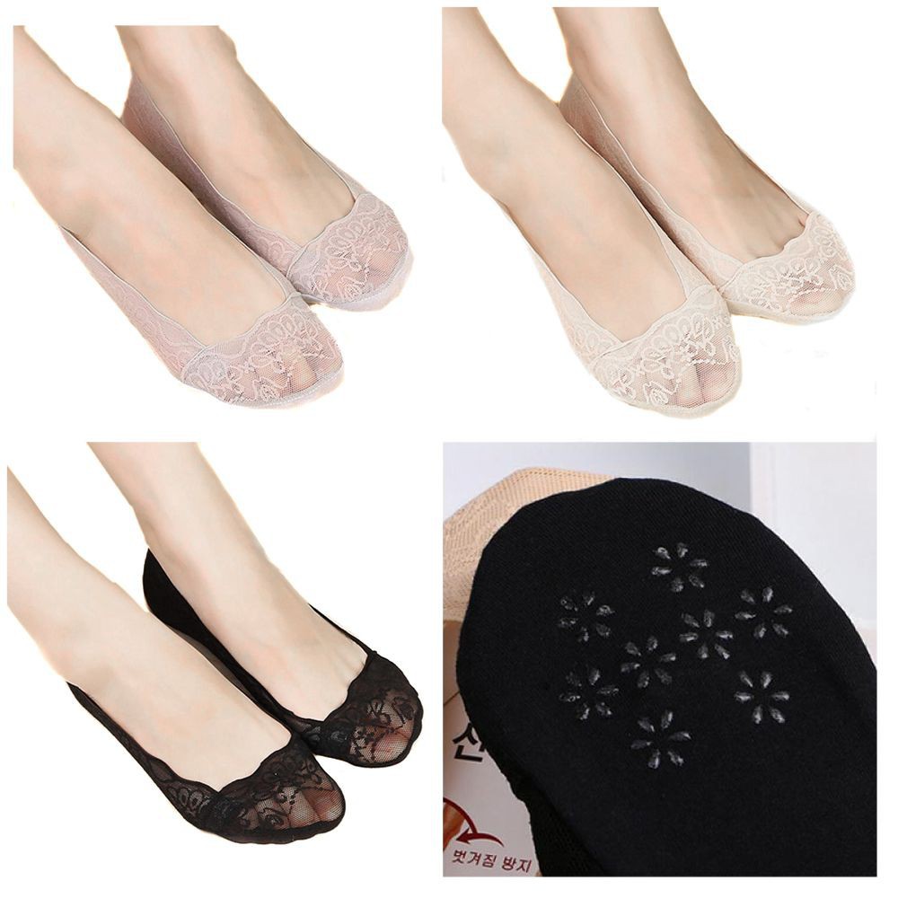 Women Invisible Cotton Low Cut Socks Liner No Show Antiskid