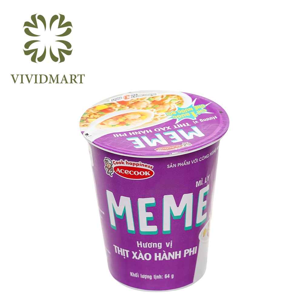 [Toàn quốc] [Ly lẻ] MÌ LY MEME 2 VỊ: GÀ CHUA CAY, THỊT XÀO HÀNH PHI – LY 65g - ACECOOK | BigBuy360 - bigbuy360.vn