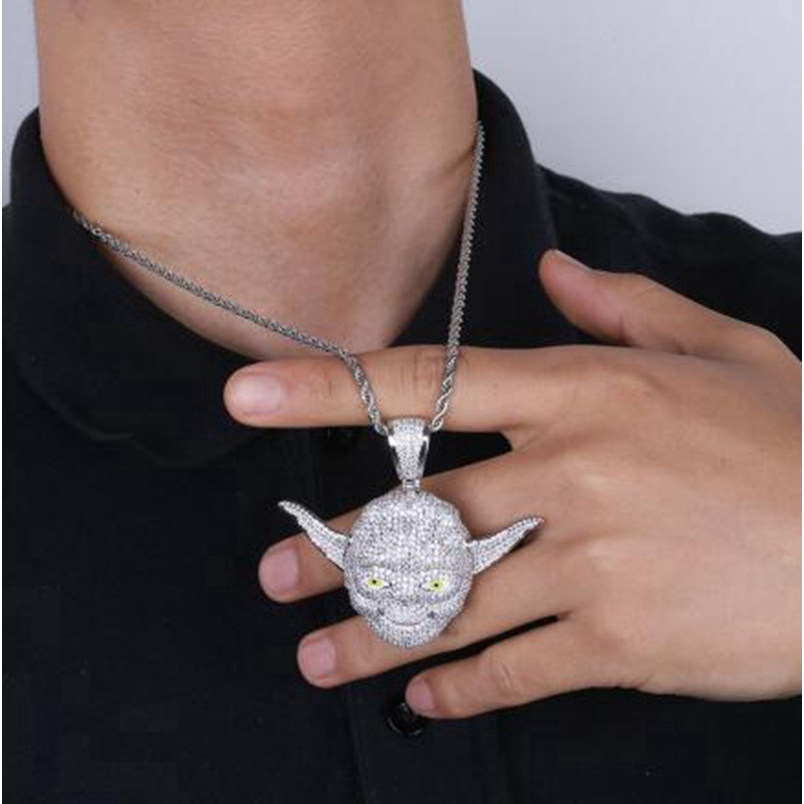 Mặt dây chuyền đá khối zircon chuỗi mặt dây chuyền màu bạc Phong cách hip hop cho phụ nữ