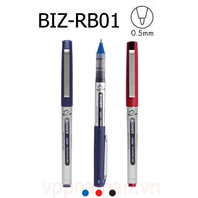 Bút Lông Bi Cao Cấp Bizner , BIZ-RB01 (20c/Hộp) Hãng Thiên Long- Màu Xanh, Màu Đen, Viết Đẹp, Êm, Trơn, Không Tắc Mực