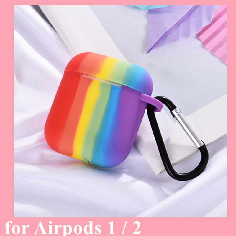 Vỏ silicon cầu vồng đựng hộp tai nghe Airpod 1 2 3 Pro