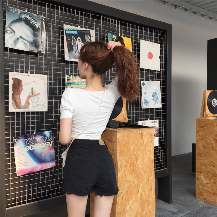 Xiaozhainv Áo thun cổ chữ V tay ngắn màu trơn phong cách Hàn Quốc xinh xắn cho nữ | BigBuy360 - bigbuy360.vn