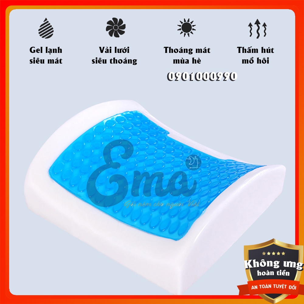 Bộ gối tựa lưng và đệm lót ghế chống đau xương cụt Ema loại có gel cao cấp cho dân văn phòng, lái xe, sinh viên...