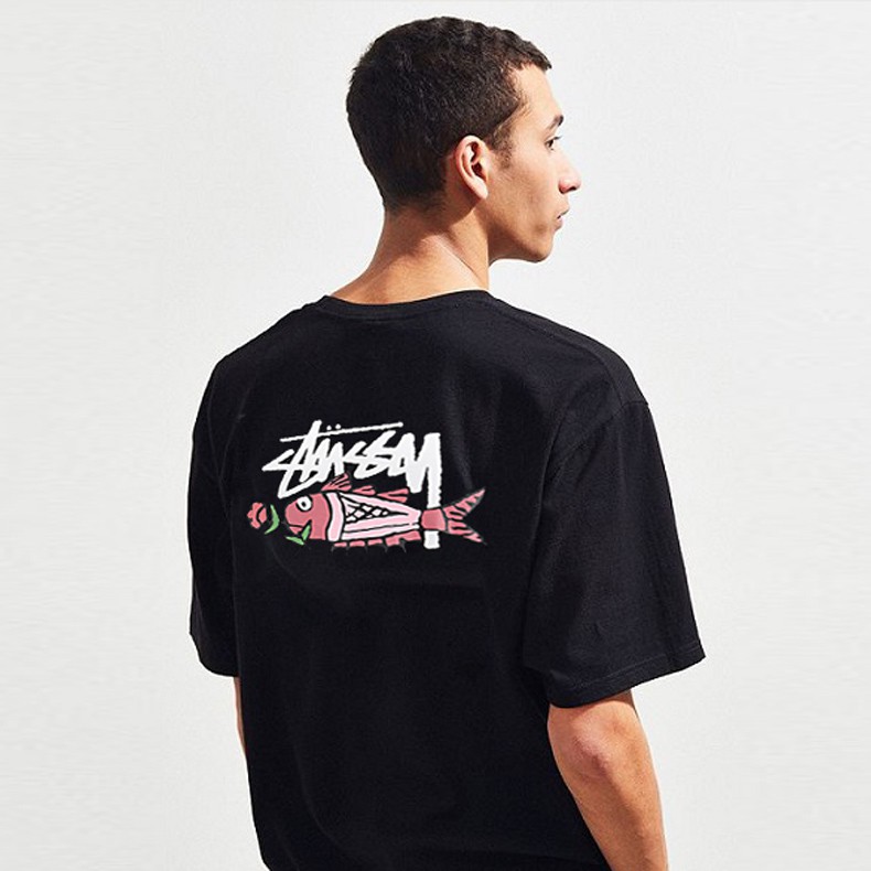 STUSSY Áo Thun Tay Ngắn Cổ Tròn In Hình Cá Chép Độc Đáo Dành Cho Cặp Đôi