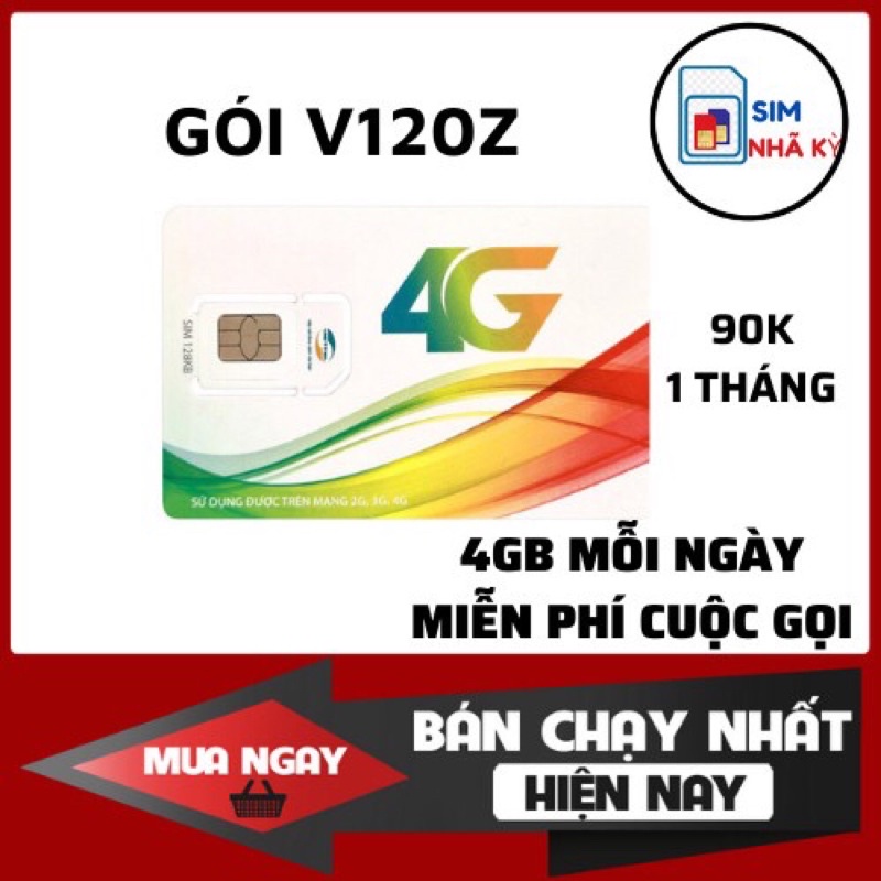 Sim 4g viettel gói V90 mới v120z phí gia hạn 90k hàng tháng