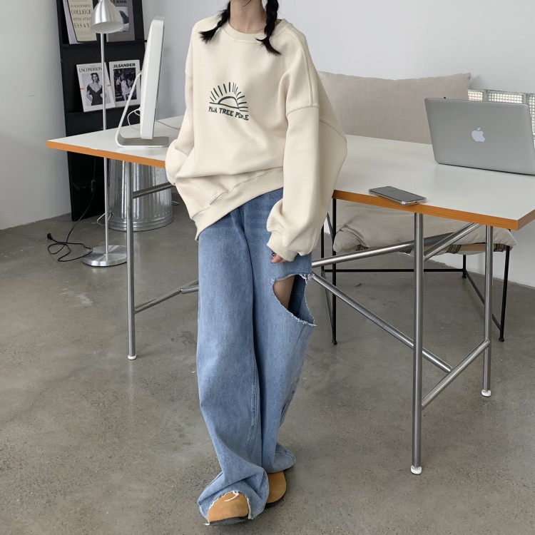 Áo thun nữ SUXI dài tay cổ tròn in chữ thời trang