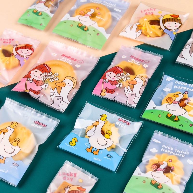 set 95-100 vỏ túi dán keo kt 7x7cm đựng bánh