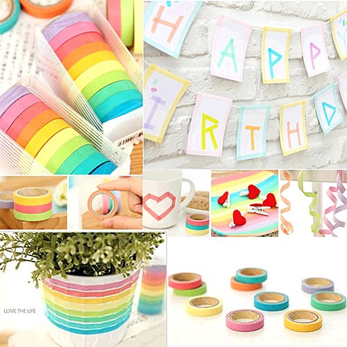 Bộ 10 cuộn băng keo giấy trang trí sổ tay DIY D23