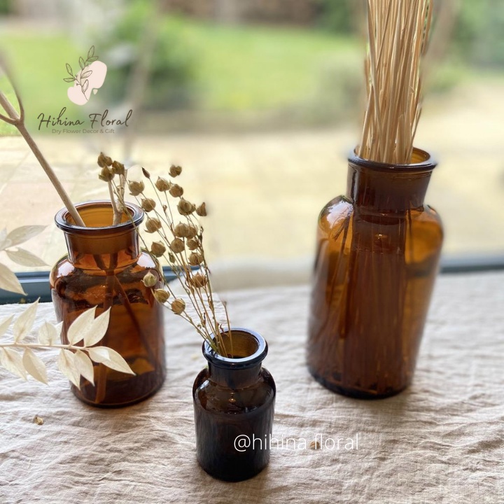 Lọ Thủy Tinh Vidar Nâu Phong Cách Bắc Âu Trang Trí Nhà Cửa, Cắm Hoa