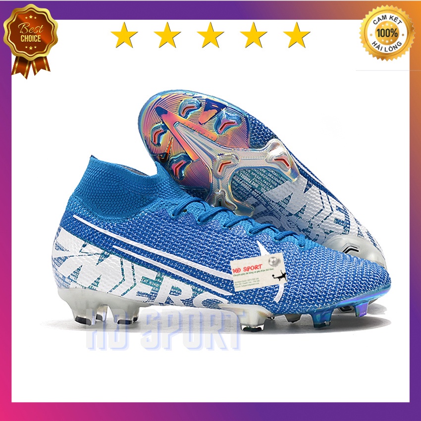 [Tặng Túi Rút,Tất,Vớ Cao Cấp]Giày Đá Bóng, Giày Đá Banh Sân Cỏ Tự Nhiên Mercurial Superfly 7 Elite FG Final Boss Blue9