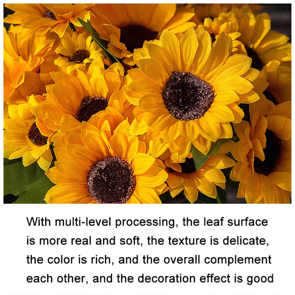 Bó hoa hướng dương nhân tạo gồm 9 bông dùng để trang trí nhà