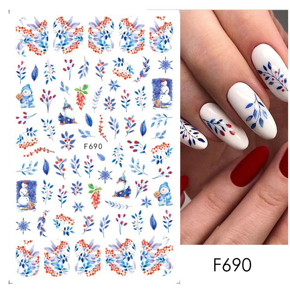 Miếng Dán Trang Trí Móng Tay Họa Tiết Giáng Sinh/ Bông Tuyết/ Chú Chim 3D Độc Đáo Cho Dịp Halloween/ Giáng Sinh