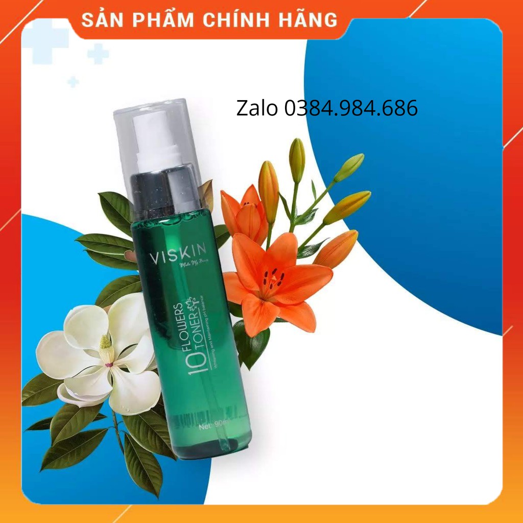 [+5 gói Mask 4in1] TONER TINH CHẤT 10 LOÀI HOA VISKIN - pH 5.5 [CHÍNH HÃNG-FREE SHIP]-DƯỠNG TRẮNG SE KHÍT CHÂN LÔNG