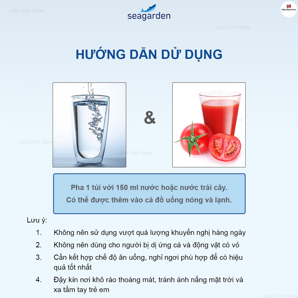 Collagen thủy phân Vitamin C Seagarden Marine Nauy vị chanh hộp 30 gói