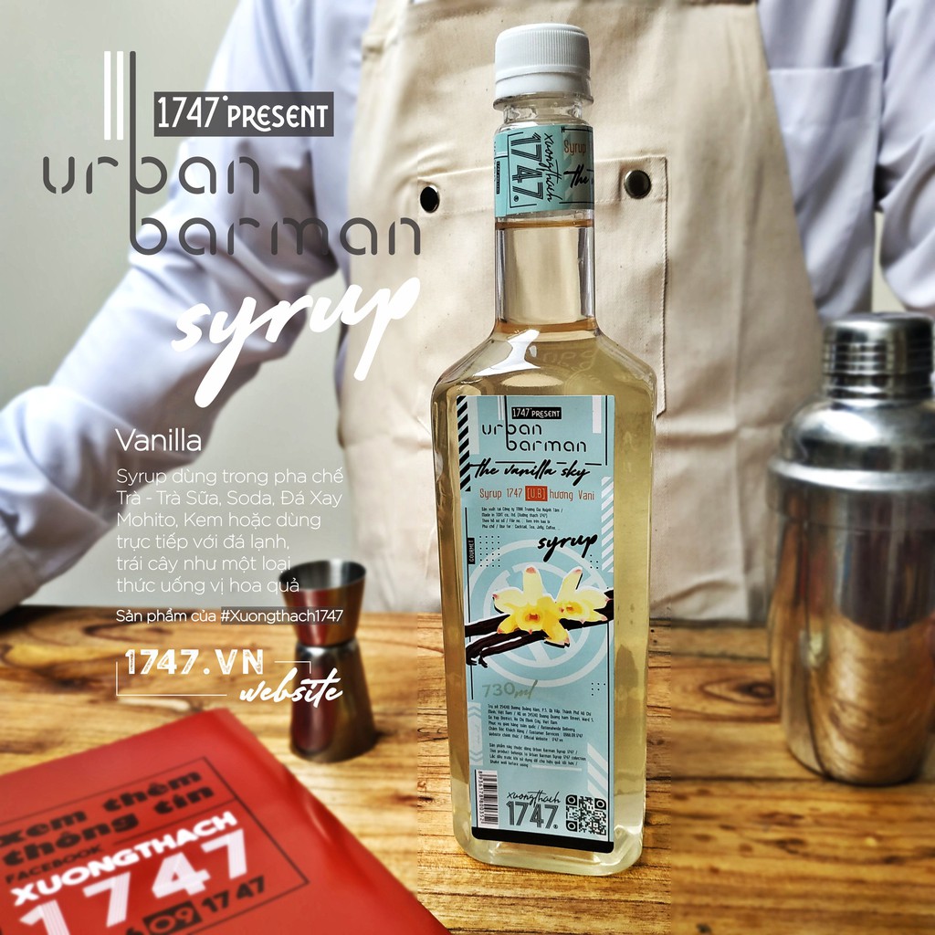 Urban Barman Syrup 1747 - Vanilla  Cao Cấp - 730ml