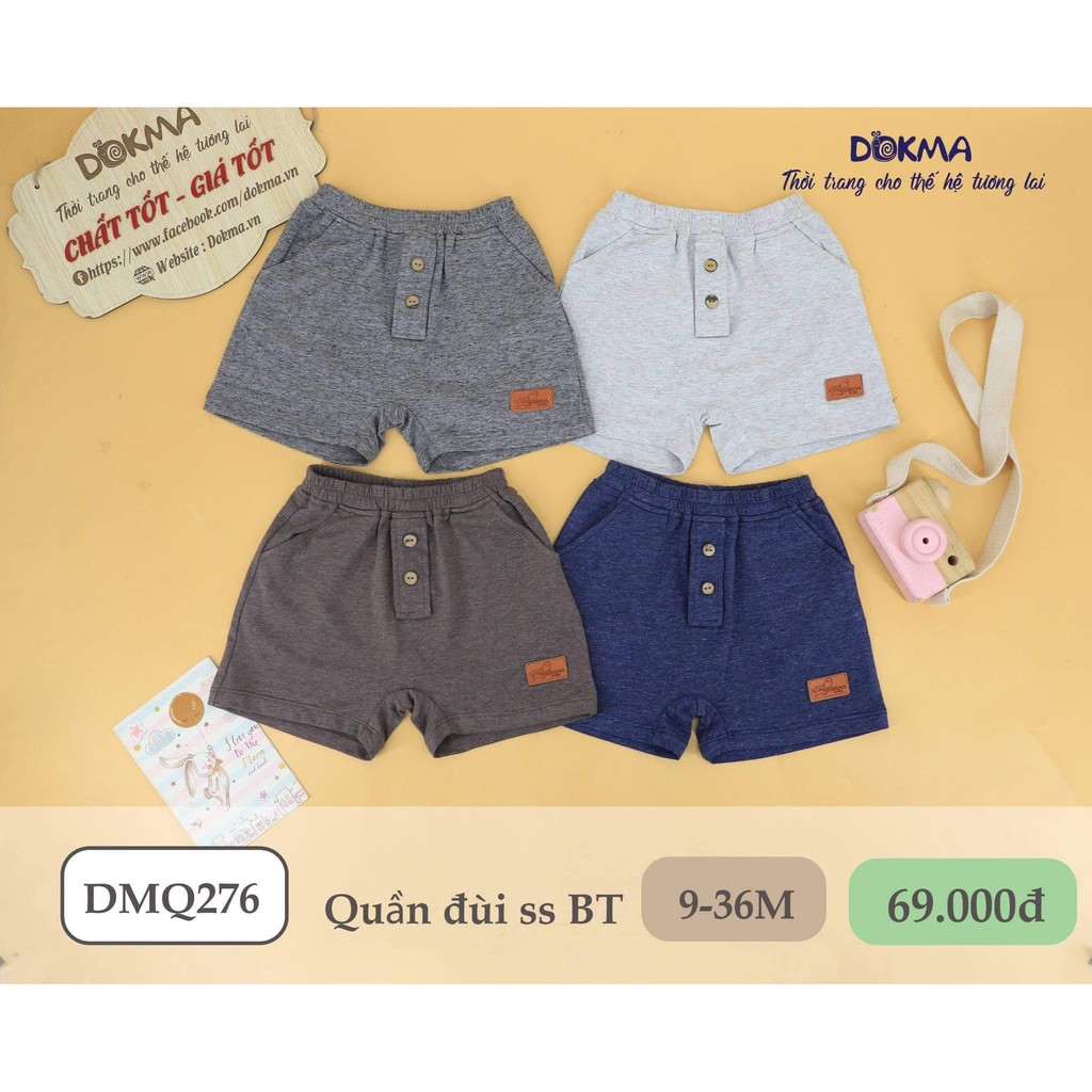 (6-&gt;18 tháng) Quần đùi bé trai Dokma đính cúc 100% cotton Mỹ cao cấp (DMQ276 )