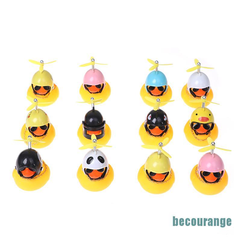 Chú vịt vàng đội mũ bảo hiểm dễ thương trang trí xe đạp