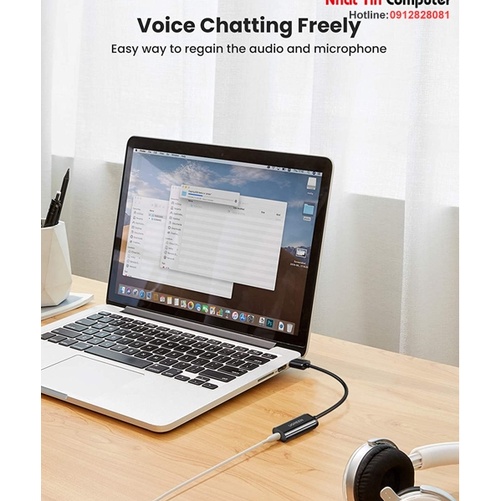 Card sound USB 2.0 to 3.5mm Mic & Loa Ugreen 10330 cao cấp